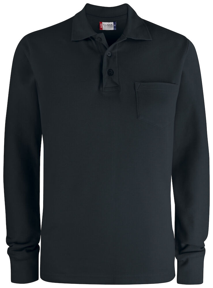 Clique Basic Long Sleeve Polo Shirt 028235 with Chest Pocket