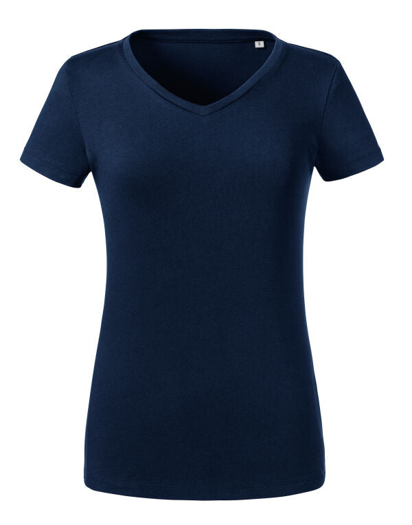Russell 103F Contemporary shaped fit Ladies' V-Neck T 100% Combed Ring-spun organic Cotton - COOZO