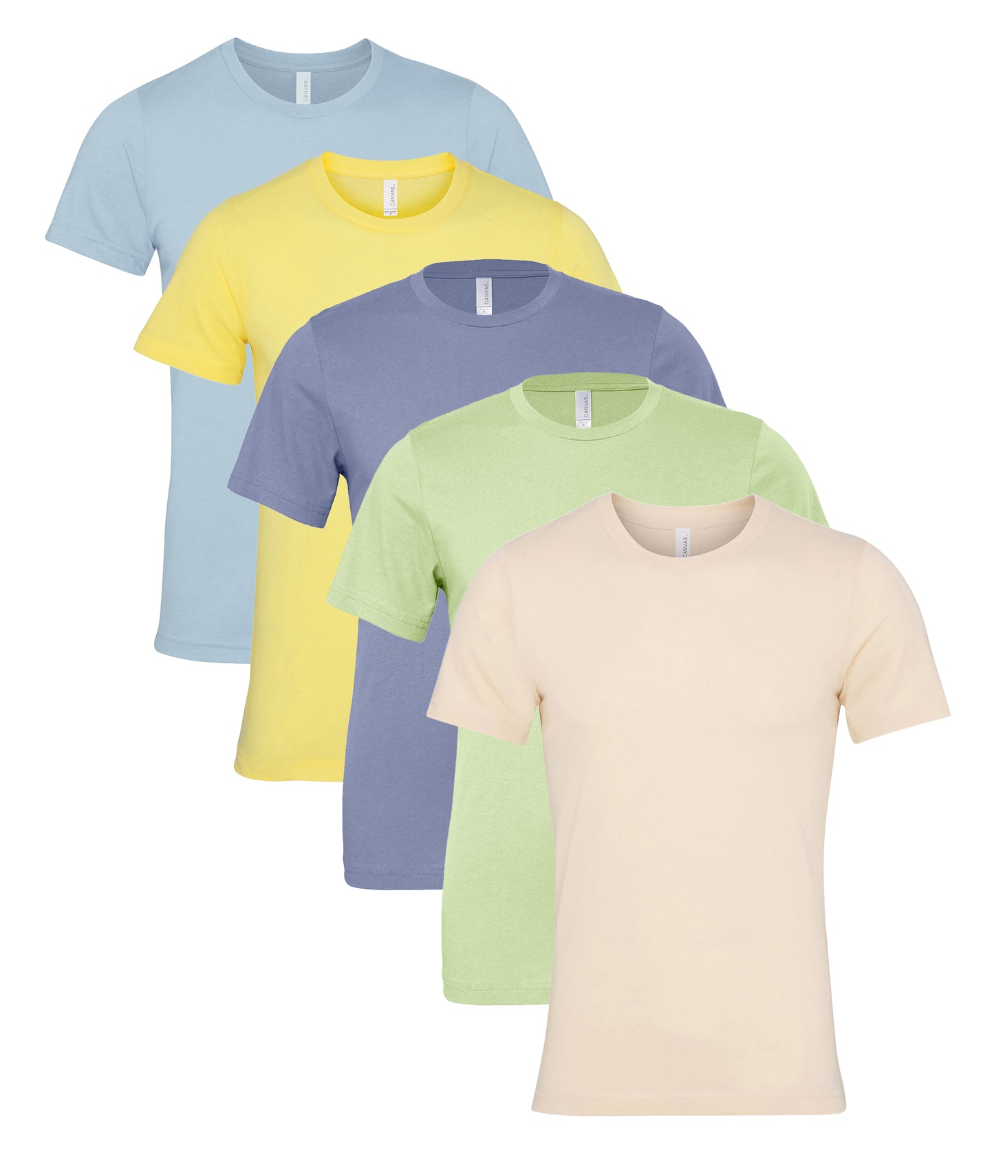 Bella+Canvas CA3001 Unisex Jersey Crew neck Short Sleeve Tee 100% Airlume combed and ringspun cotton Mixed colors (pack of 5) - COOZO