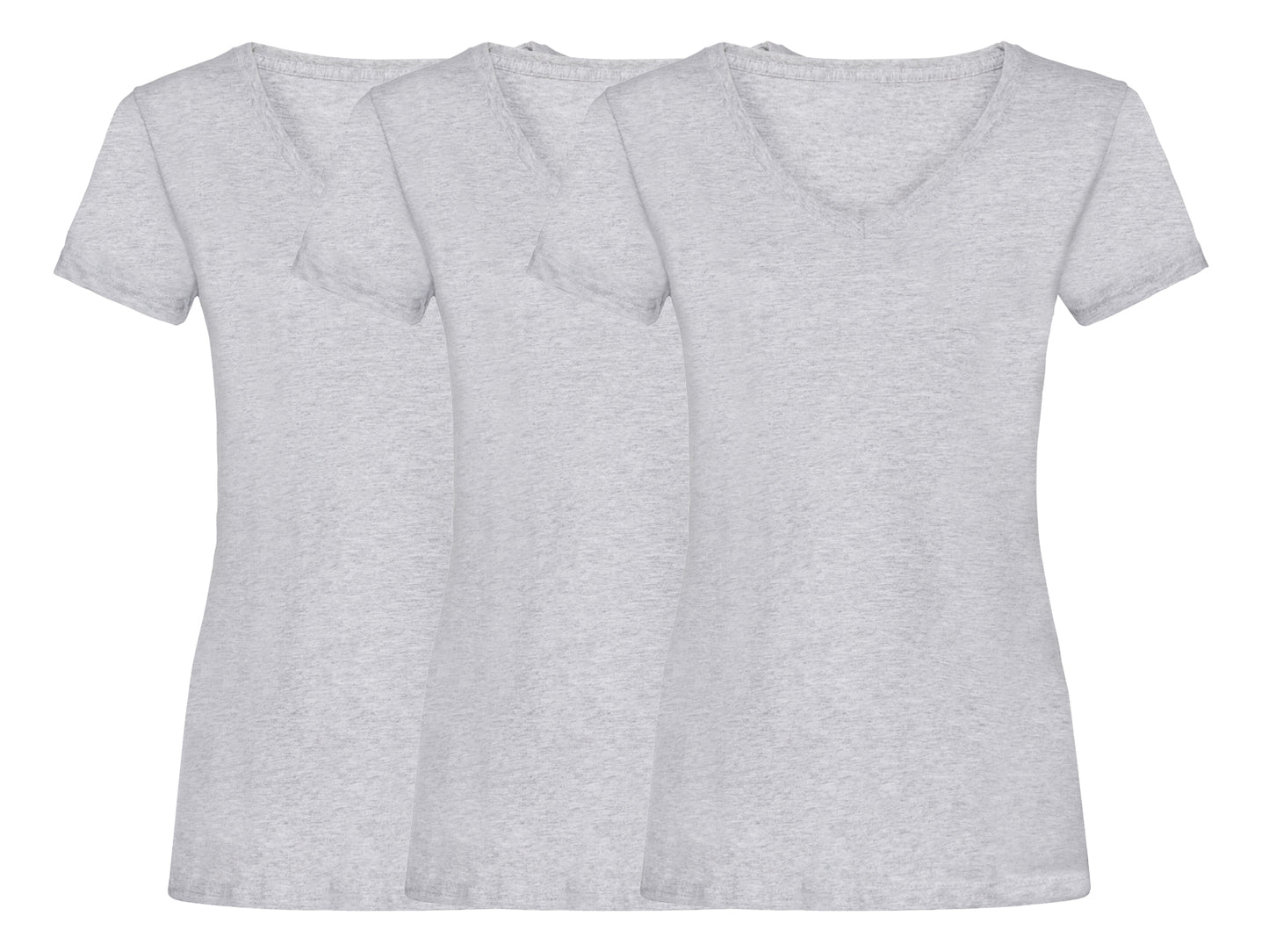 Fruit Of The Loom 61398 Pack of 3 Ladies Valueweight V-Neck T-Shirts 165gsm - COOZO