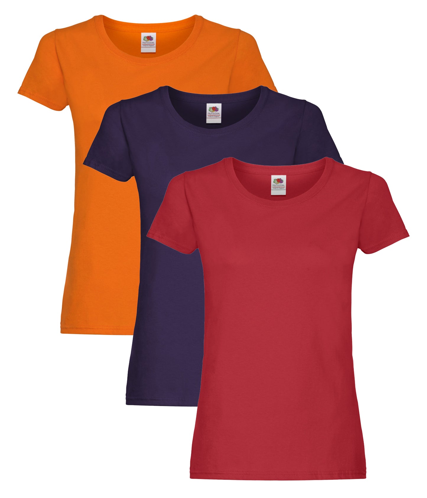Fruit Of The Loom 61420 Ladies Original T-Shirt 145gsm 100% Cotton Mixed Color (Pack of 3) - COOZO