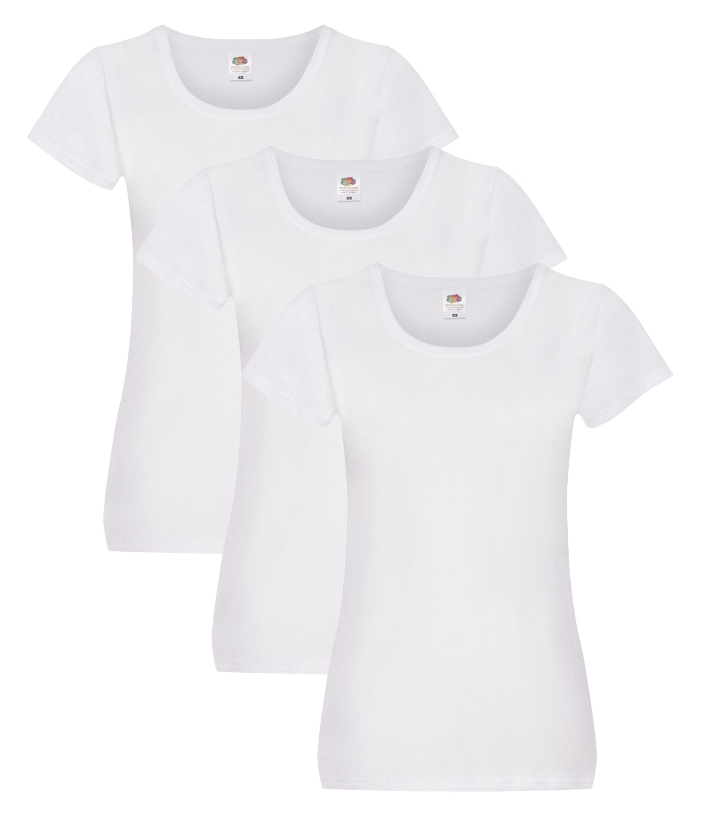 Fruit Of The Loom 61420 Ladies Original T-Shirt 145gsm 100% Cotton Single Color (Pack of 3) - COOZO