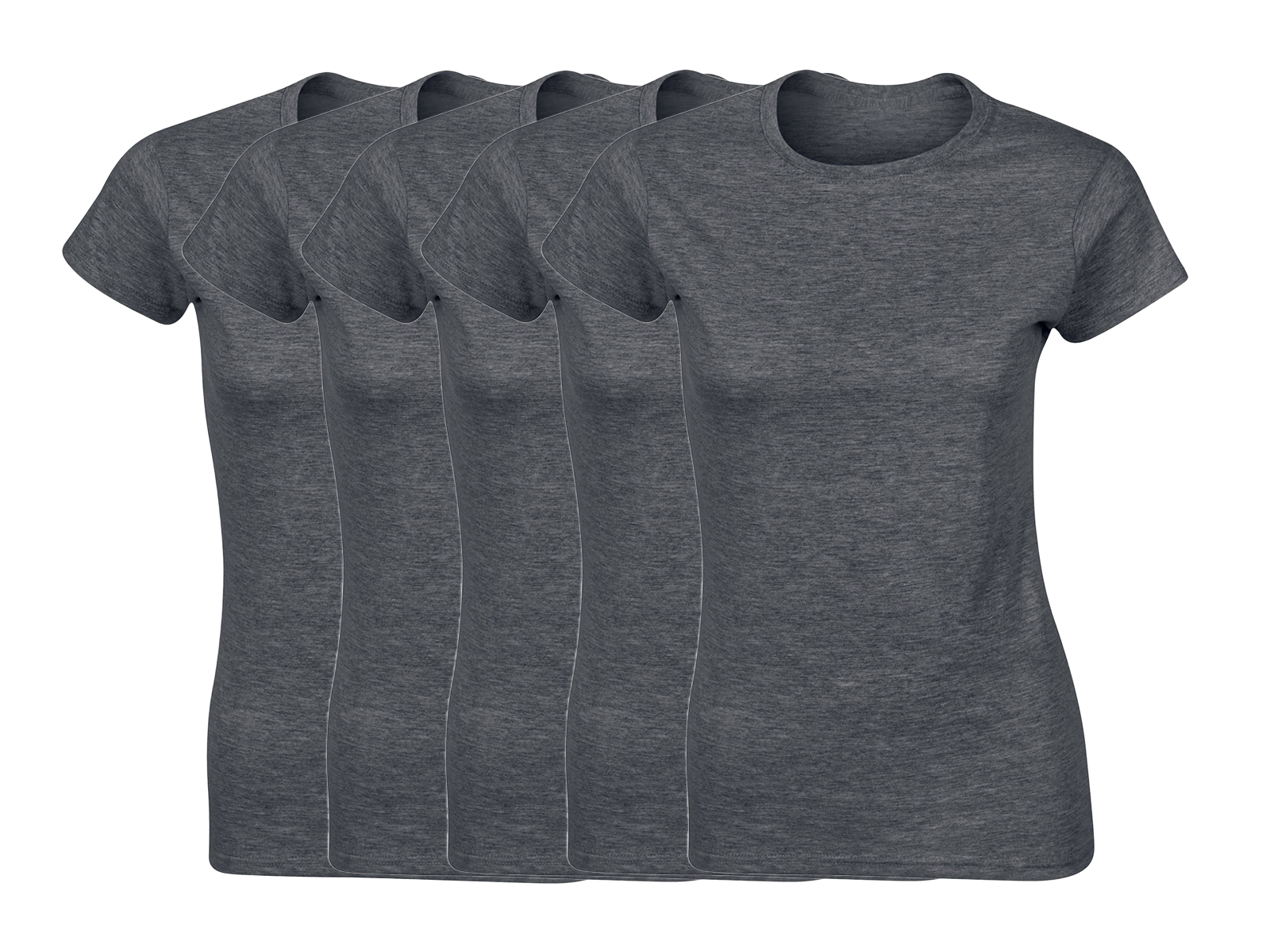 COOZO Ladies Soft Cotton Pack of 5 Plain Short Sleeve T-Shirts - COOZO