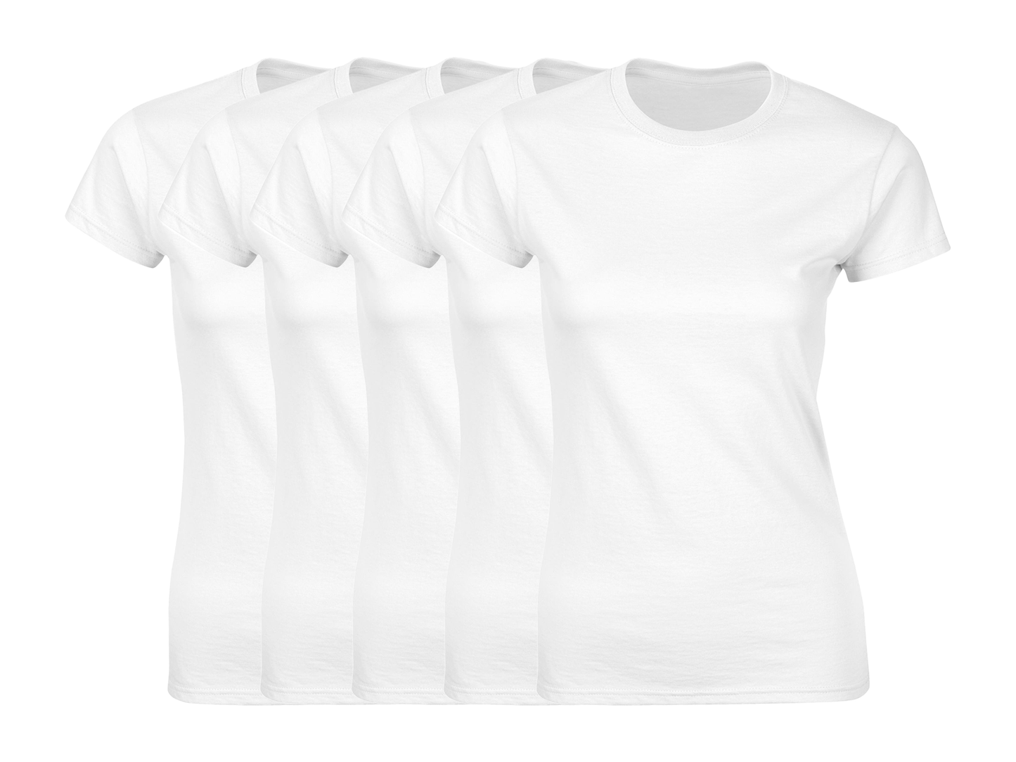 COOZO Ladies Soft Cotton Pack of 5 Plain Short Sleeve T-Shirts - COOZO