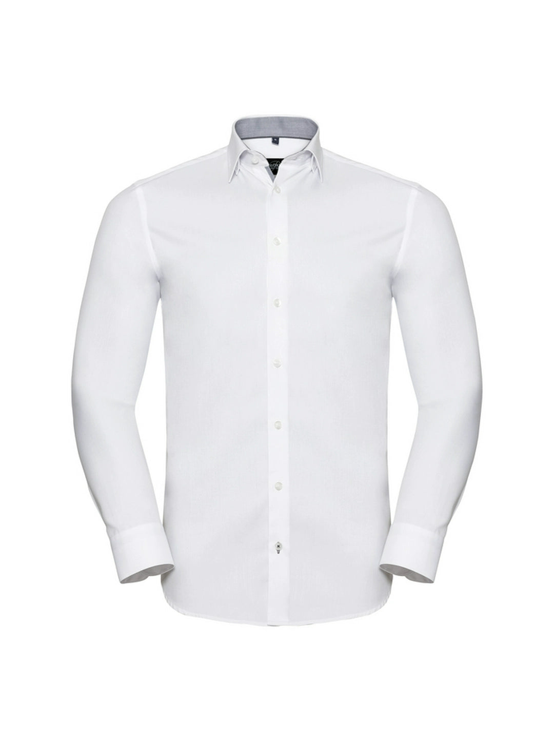 Russell Collection 964M LONG SLEEVE TAILORED CONTRAST HERRINGBONE SHIRT - COOZO