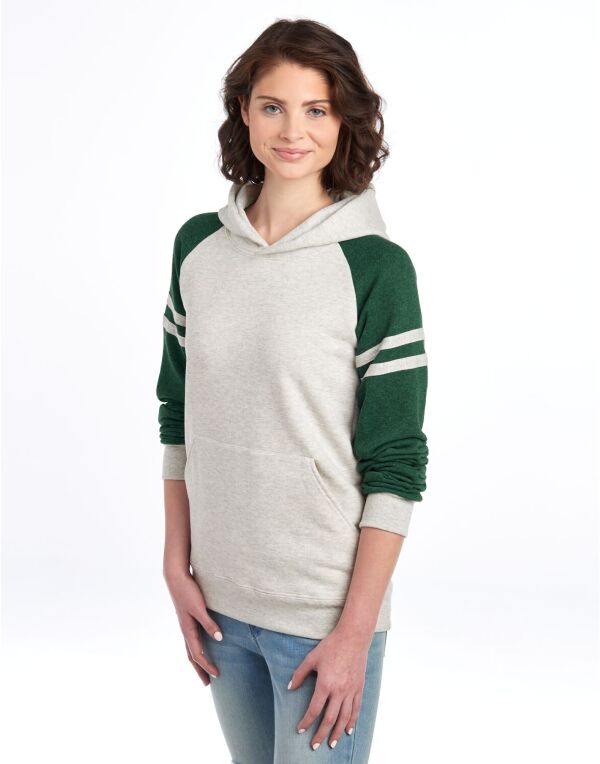 Jerzees 97CR Unisex NuBlend Varsity Colour-Block Hood Oatmeal Heather bodies for a throwback yet modern look - COOZO