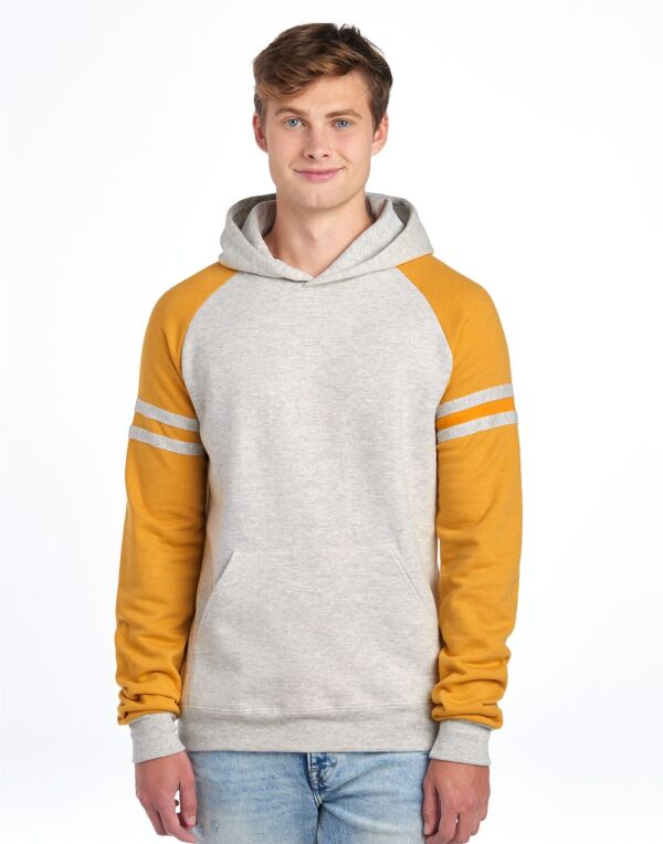 Jerzees 97CR Unisex NuBlend Varsity Colour-Block Hood Oatmeal Heather bodies for a throwback yet modern look - COOZO