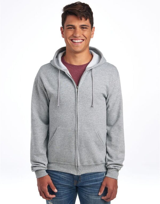 Jerzees 993M Unisex NuBlend Full-Zip Hooded Sweat Aluminium zipper 1-ply hood with grommets - COOZO