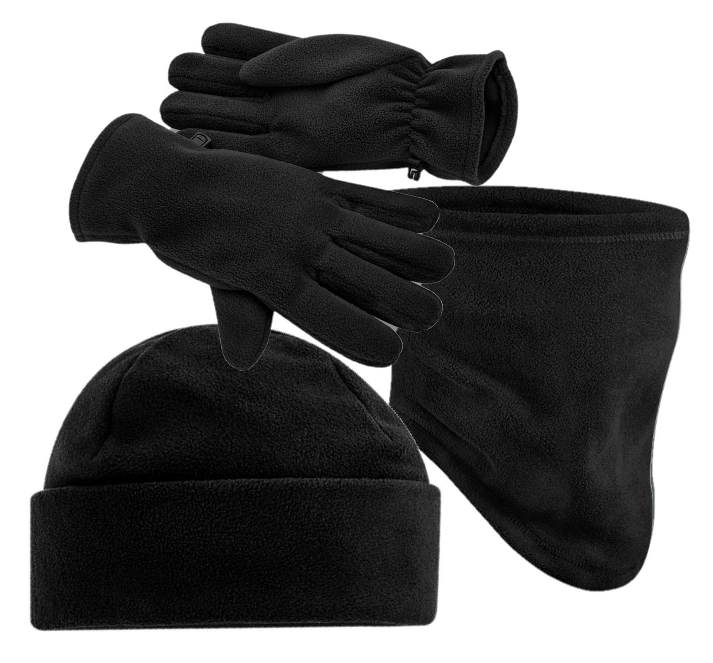 COOZO Recycled Fleece Beanie Scarf Snood Gloves Winter Accessory Sets - COOZO