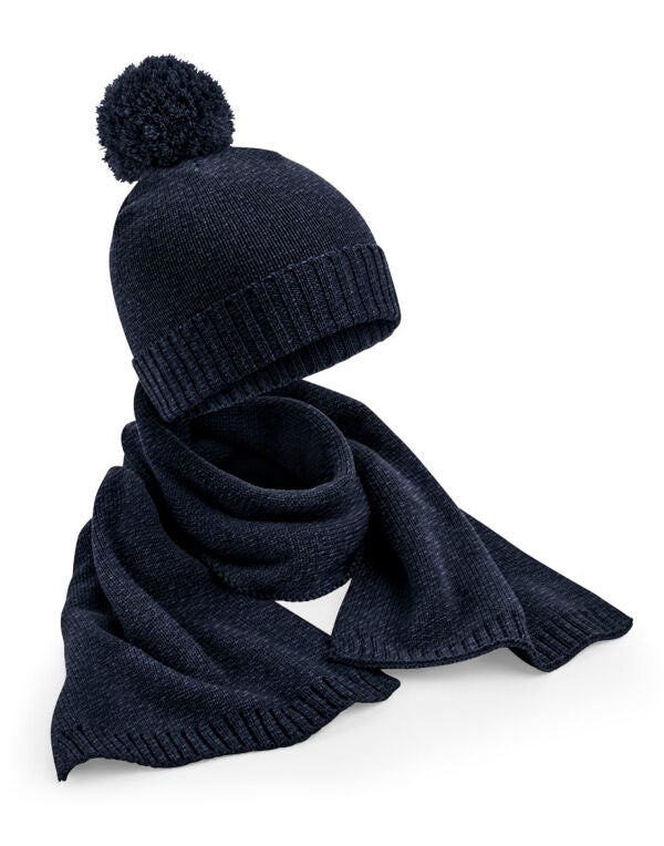 Beechfield B401 KNIT SCARF AND BEANIE GIFT SET