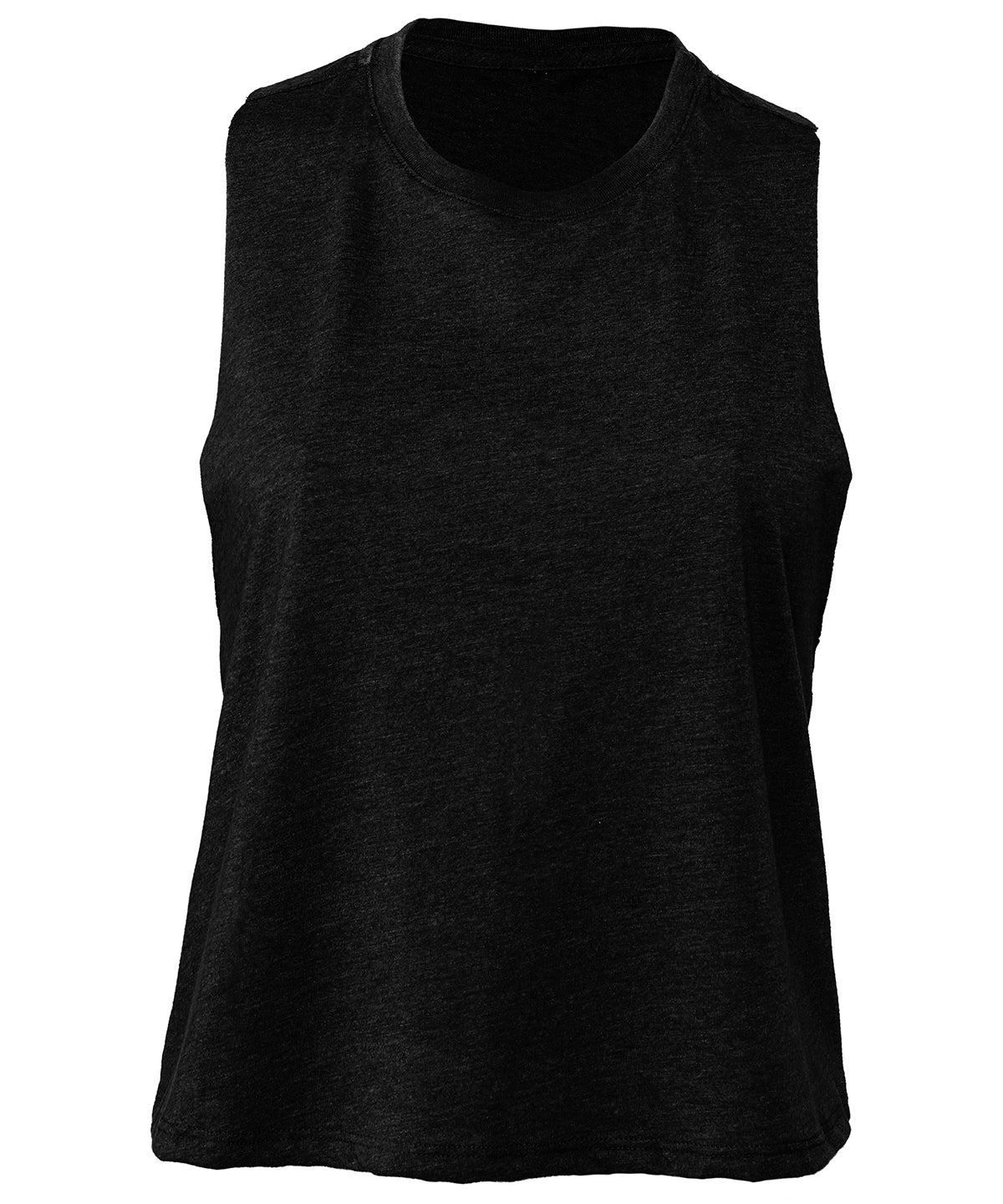 Bella+Canvas BE6682 Women's Racerback Cropped Tank Raw edge arm holes - COOZO