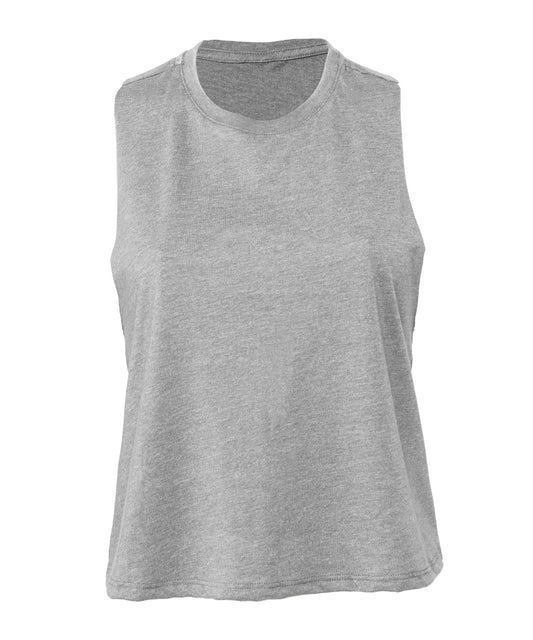 Bella+Canvas BE6682 Women's Racerback Cropped Tank Raw edge arm holes - COOZO