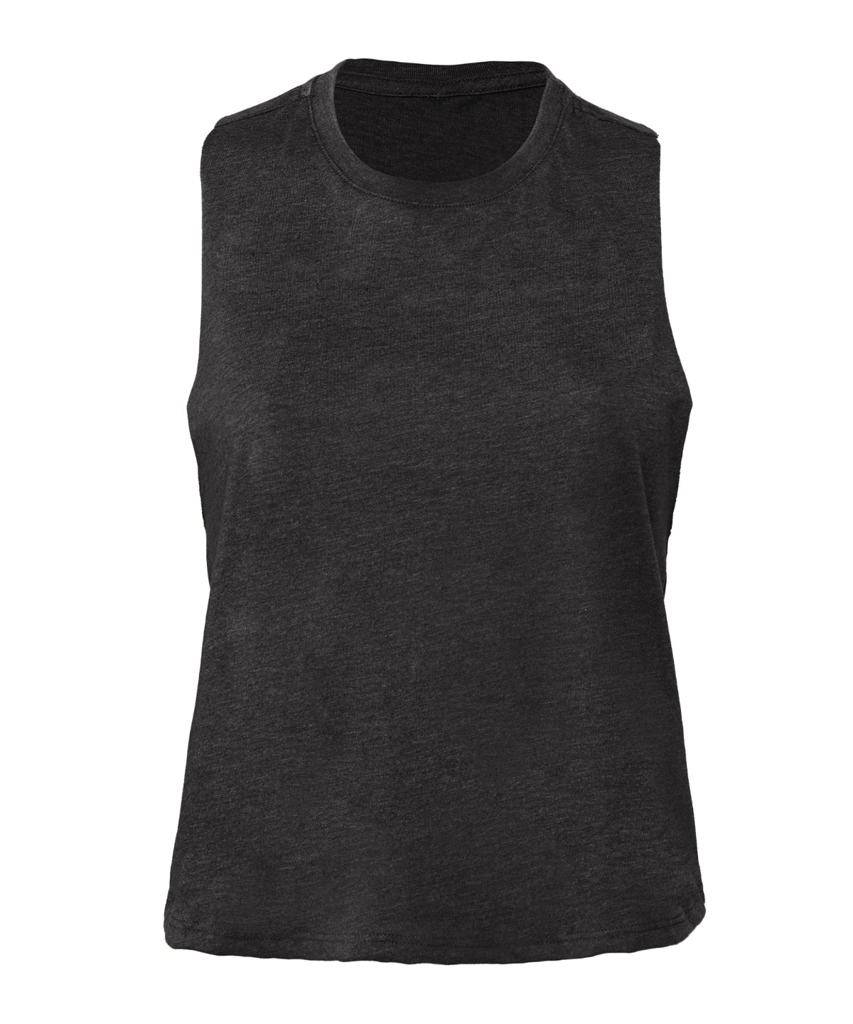 Bella+Canvas BE6682 Women's Racerback Cropped Tank Raw edge arm holes - COOZO