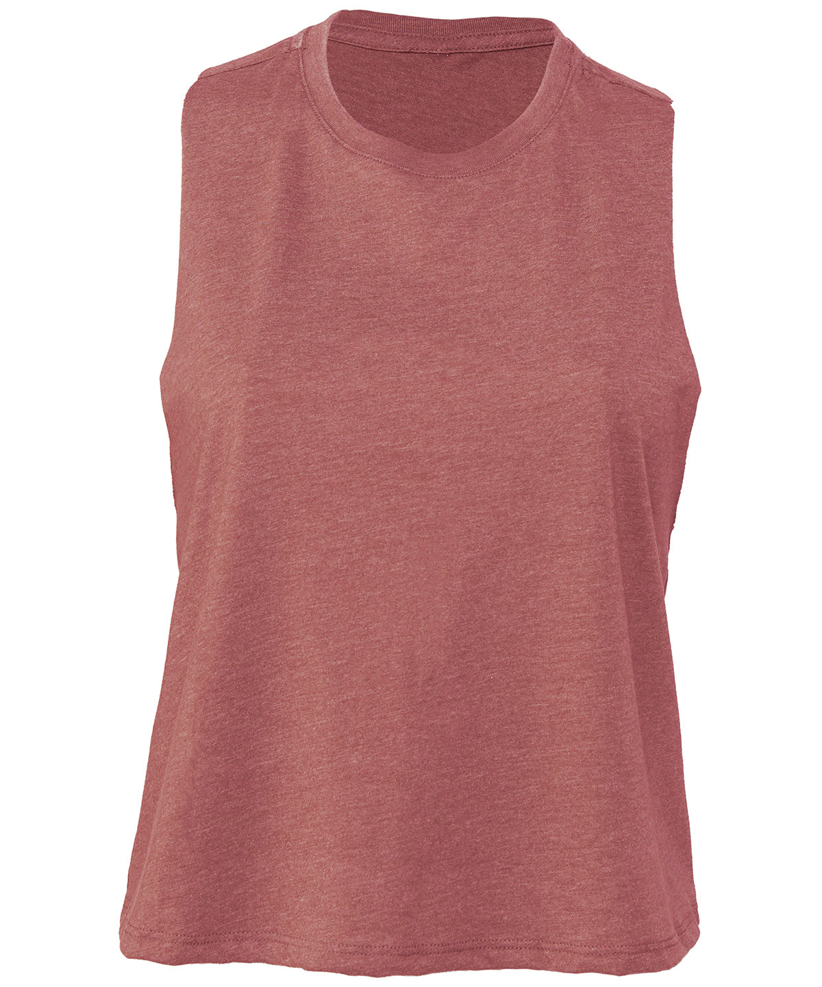 Bella+Canvas BE6682 Women's Racerback Cropped Tank Raw edge arm holes - COOZO