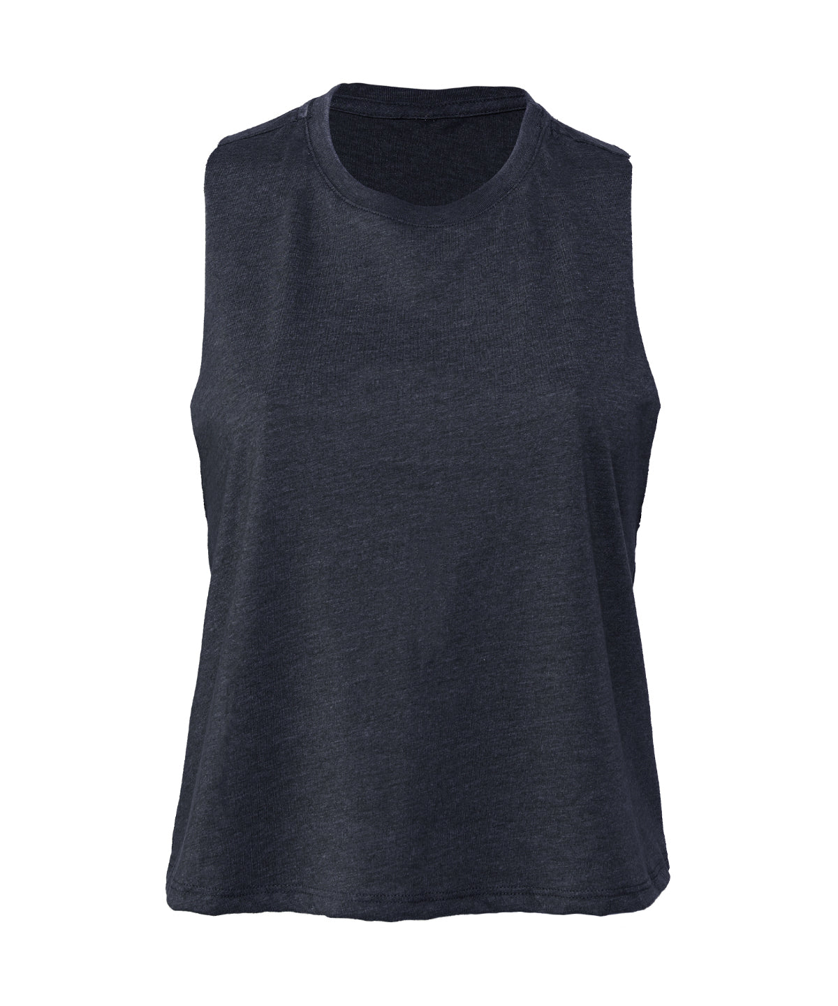 Bella+Canvas BE6682 Women's Racerback Cropped Tank Raw edge arm holes - COOZO
