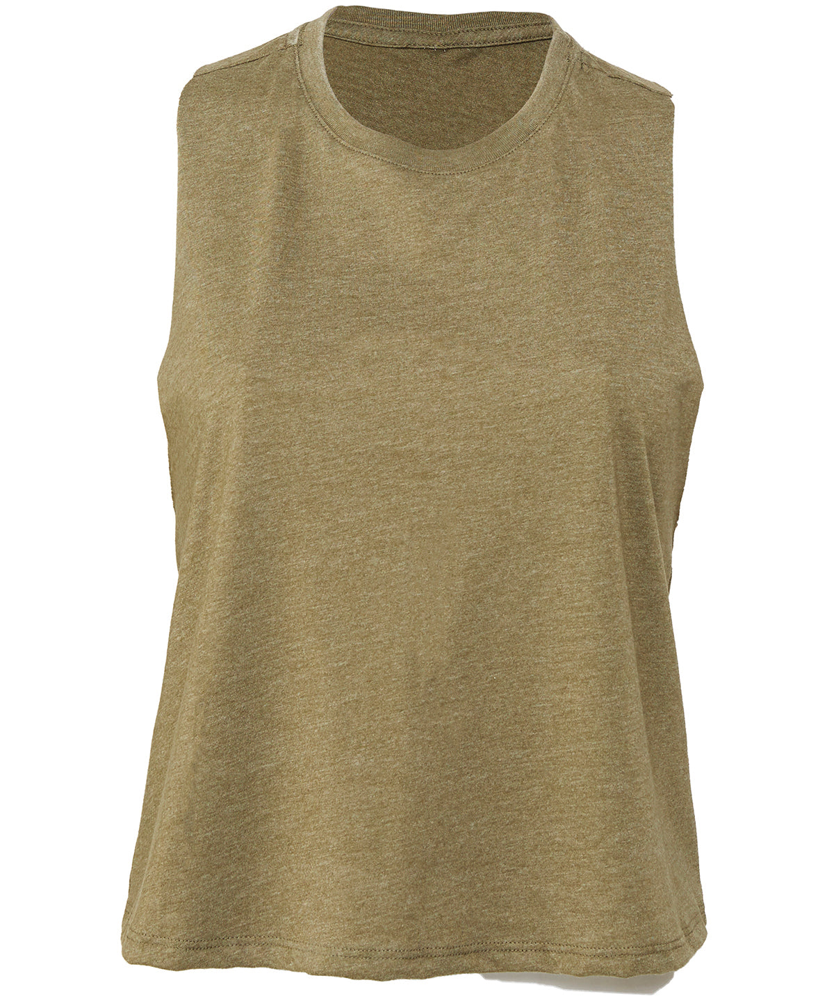 Bella+Canvas BE6682 Women's Racerback Cropped Tank Raw edge arm holes - COOZO