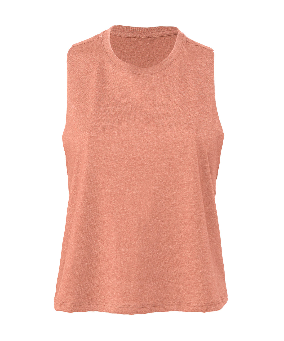 Bella+Canvas BE6682 Women's Racerback Cropped Tank Raw edge arm holes - COOZO