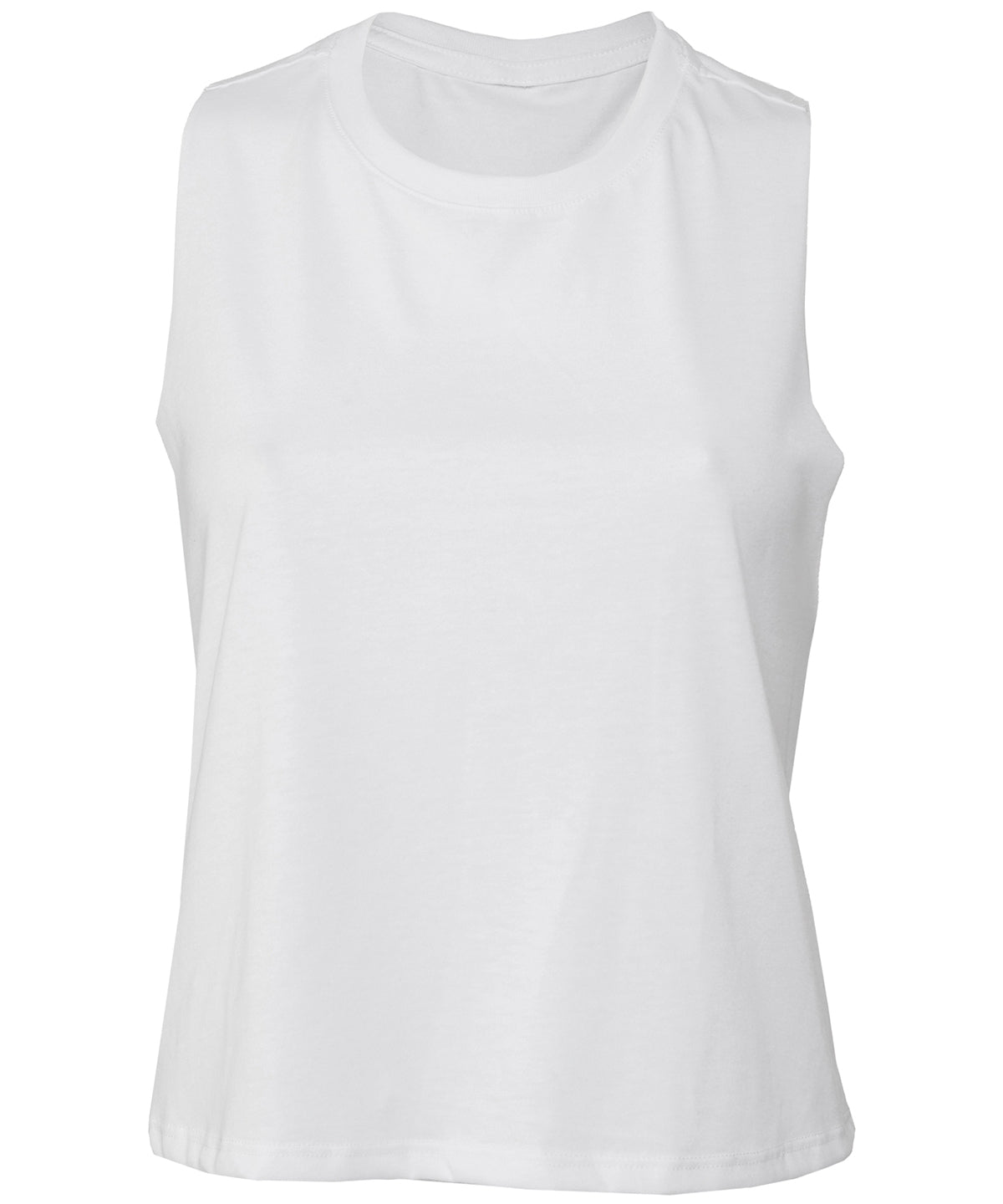 Bella+Canvas BE6682 Women's Racerback Cropped Tank Raw edge arm holes - COOZO