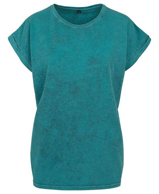 COOZO Ladies Acid Washed Extended Shoulder T-Shirt - COOZO