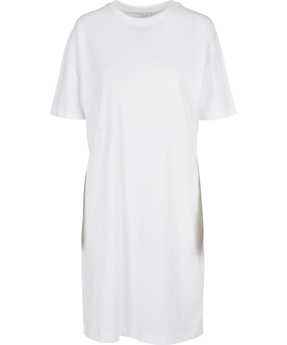 Build your Brand BY181 Women's organic urban oversizes slit Round neck tee dress 100% Cotton organic - COOZO