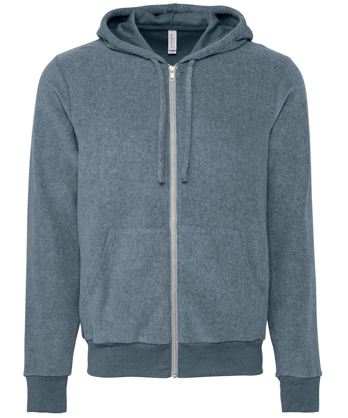 Bella+Canvas CA3339 Unisex sueded fleece full-zip hoodie Super soft sueded fleece Two-tone ribbing - COOZO