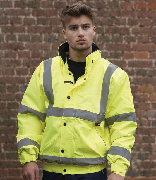 Warrior DWHV10 Hi-Vis Fleece Lined Bomber Jacket - COOZO