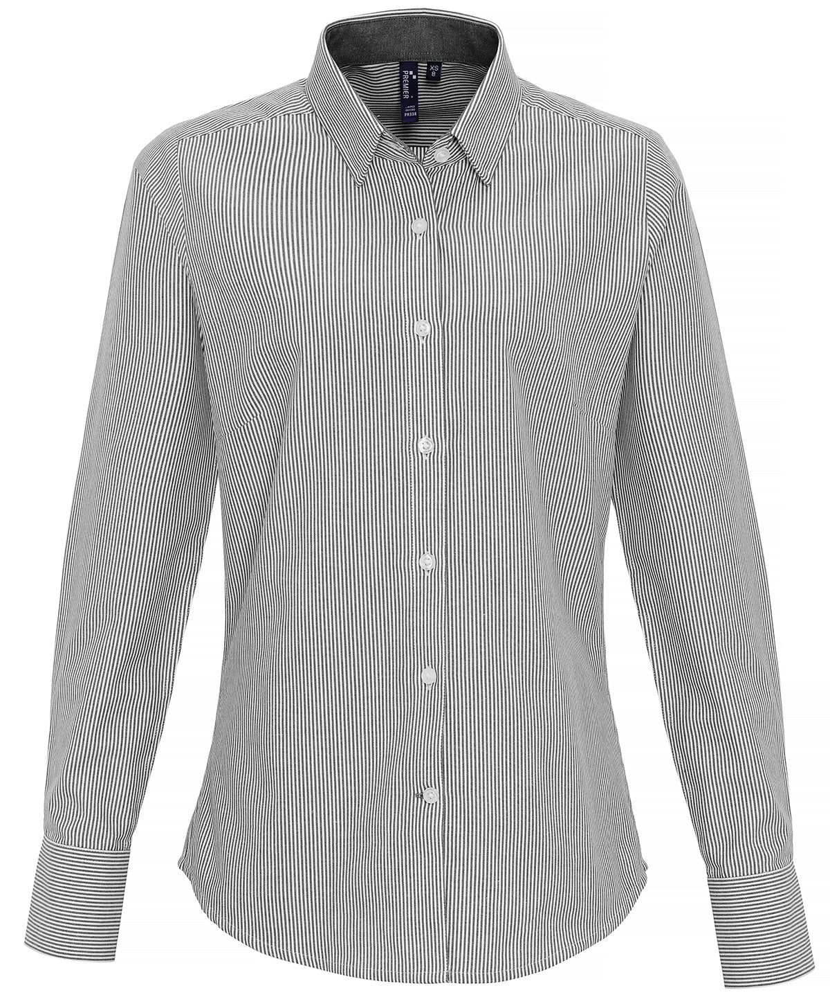 Premier PR338 Ladies Long Sleeve Striped Oxford Shirt - COOZO
