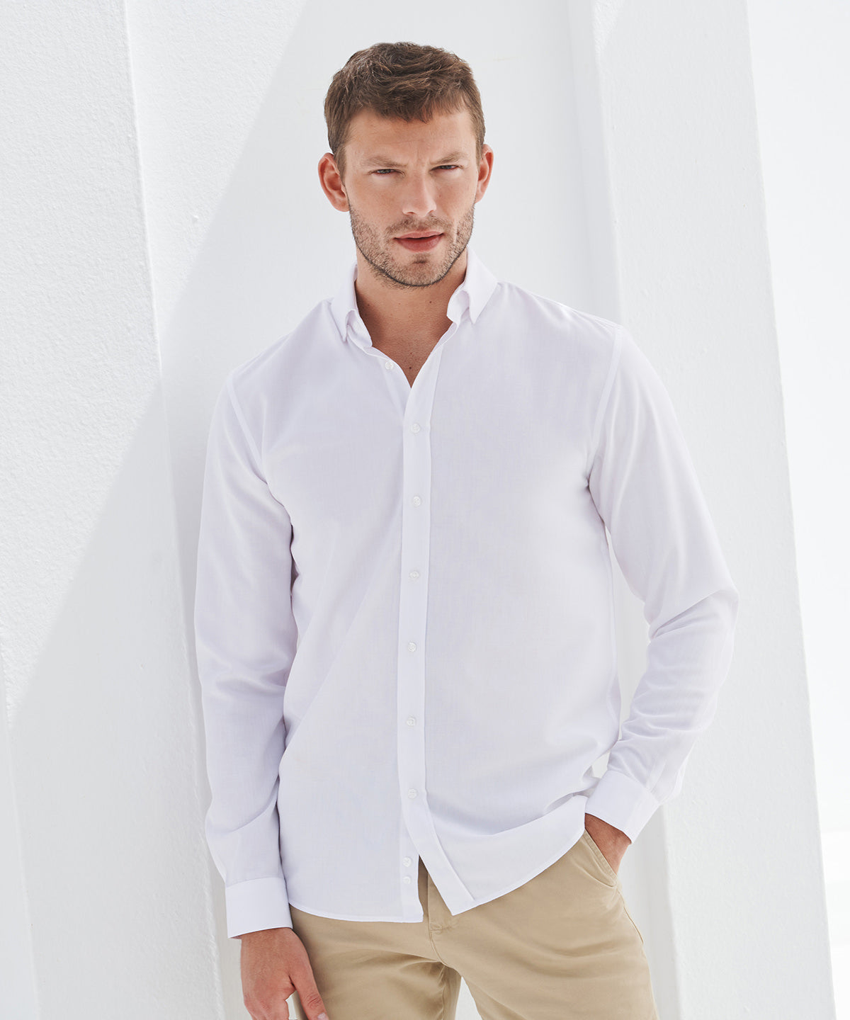 Henbury HB582 Long sleeve otton-feel Coolplus shirt