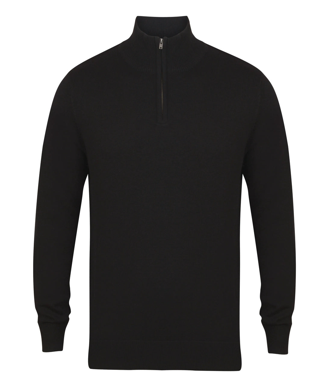 Henbury HB729 Zip Neck Sweater 1x1 ribbed collar, cuffs and hem Metal zip and pull - COOZO