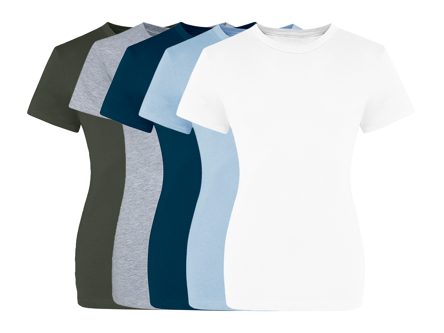 COOZO Ladies Contemporary Fit Pack of 5 Crew Neck Short Sleeve T-Shirts - COOZO