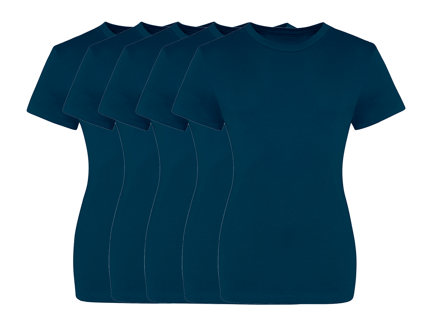 COOZO Ladies Contemporary Fit Pack of 5 Crew Neck Short Sleeve T-Shirts - COOZO