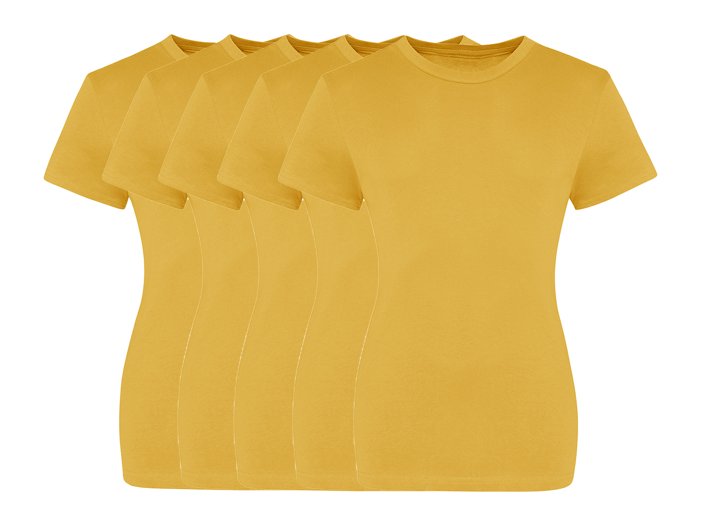 COOZO Ladies Contemporary Fit Pack of 5 Crew Neck Short Sleeve T-Shirts - COOZO