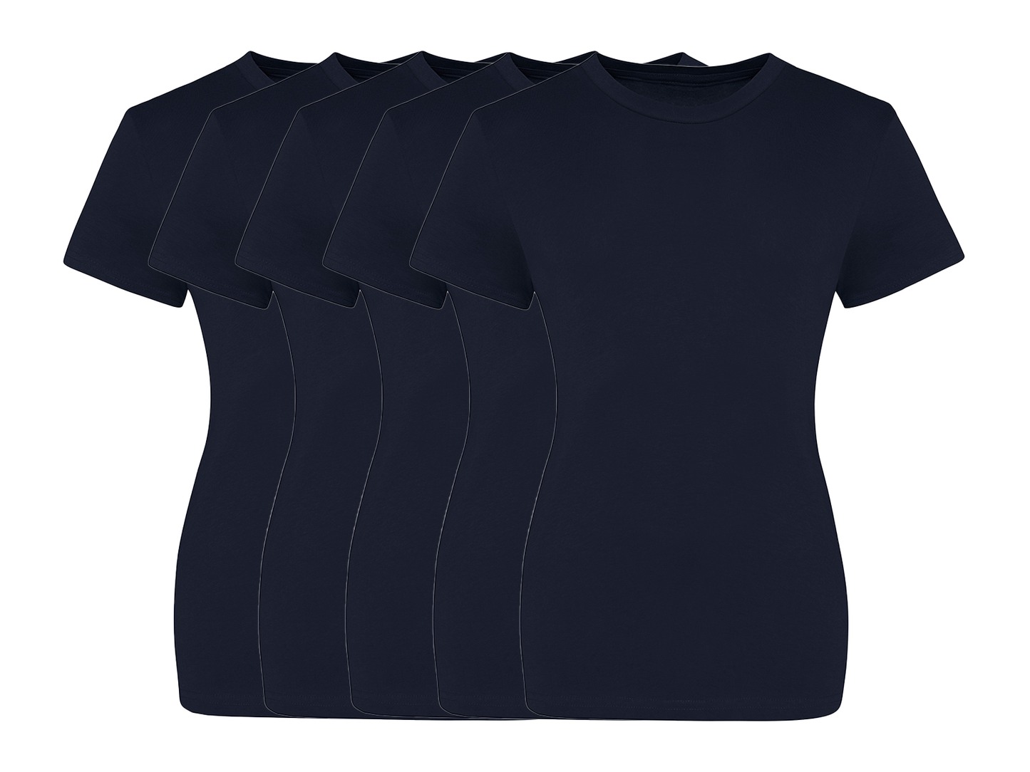 COOZO Ladies Contemporary Fit Pack of 5 Crew Neck Short Sleeve T-Shirts - COOZO