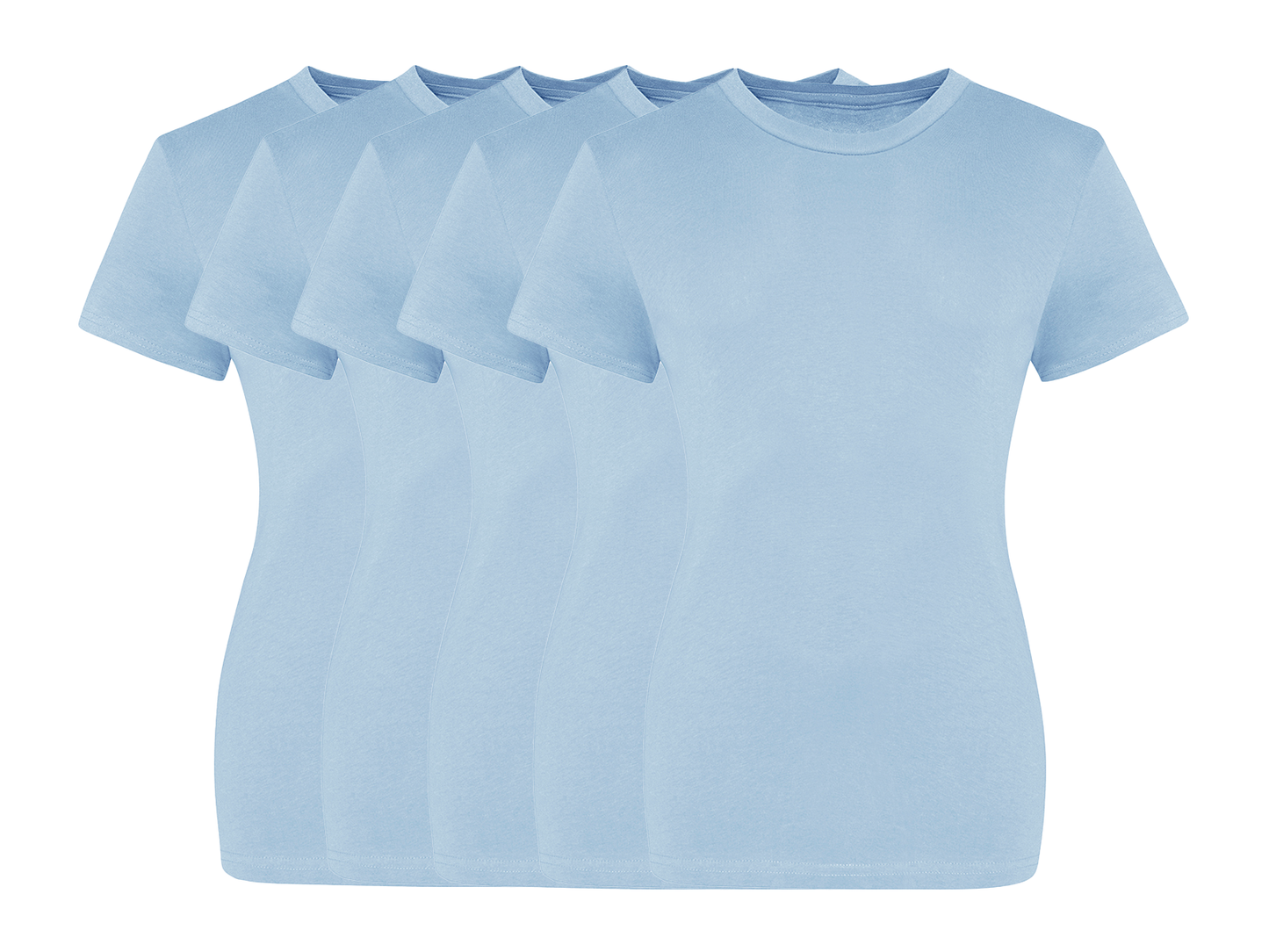 COOZO Ladies Contemporary Fit Pack of 5 Crew Neck Short Sleeve T-Shirts - COOZO