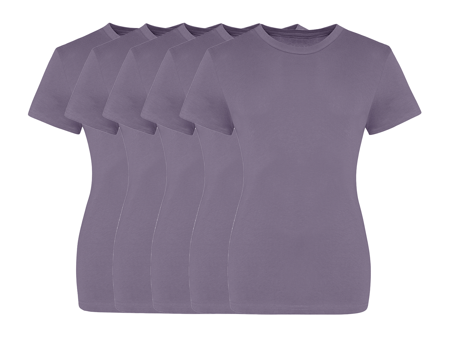 COOZO Ladies Contemporary Fit Pack of 5 Crew Neck Short Sleeve T-Shirts - COOZO