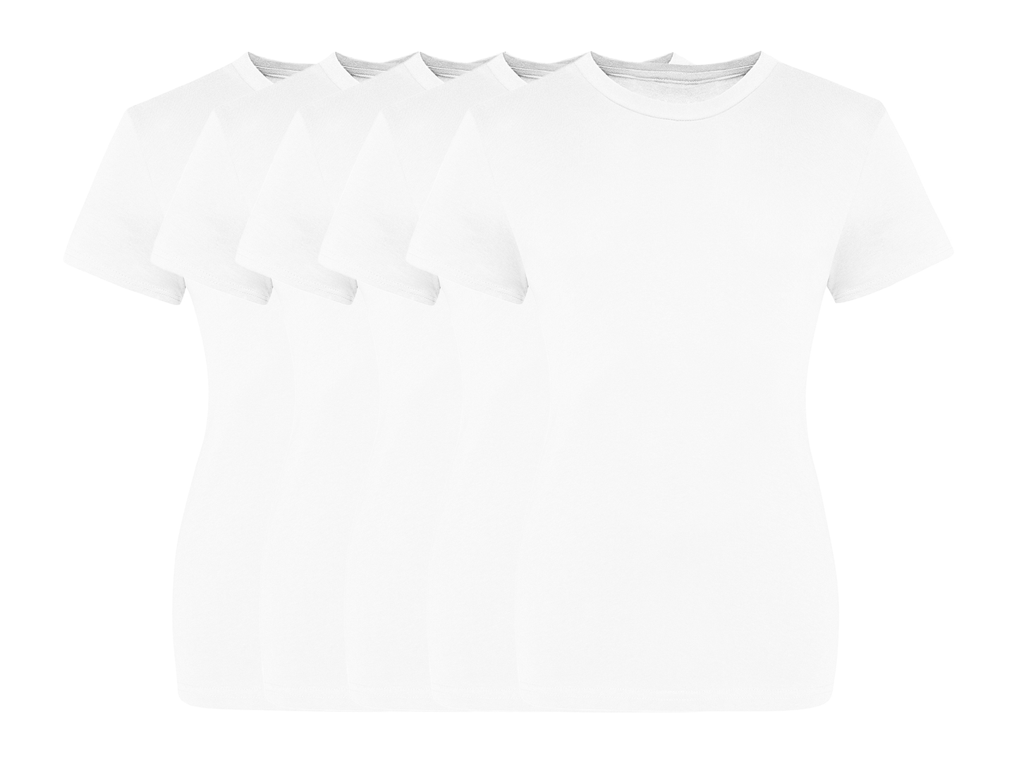 COOZO Ladies Contemporary Fit Pack of 5 Crew Neck Short Sleeve T-Shirts - COOZO