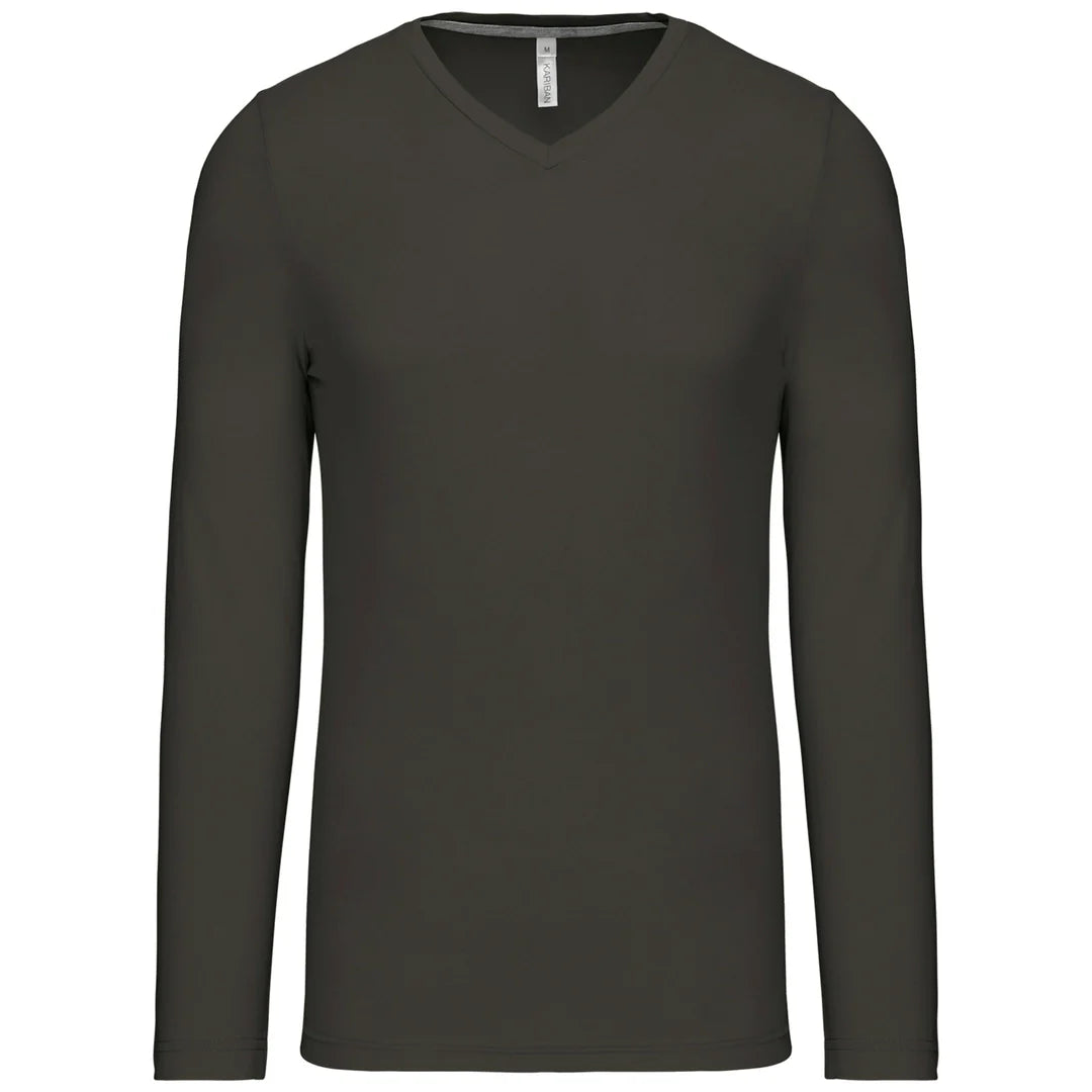 Kariban Men's long-sleeved V-neck T-shirt KB358 - COOZO