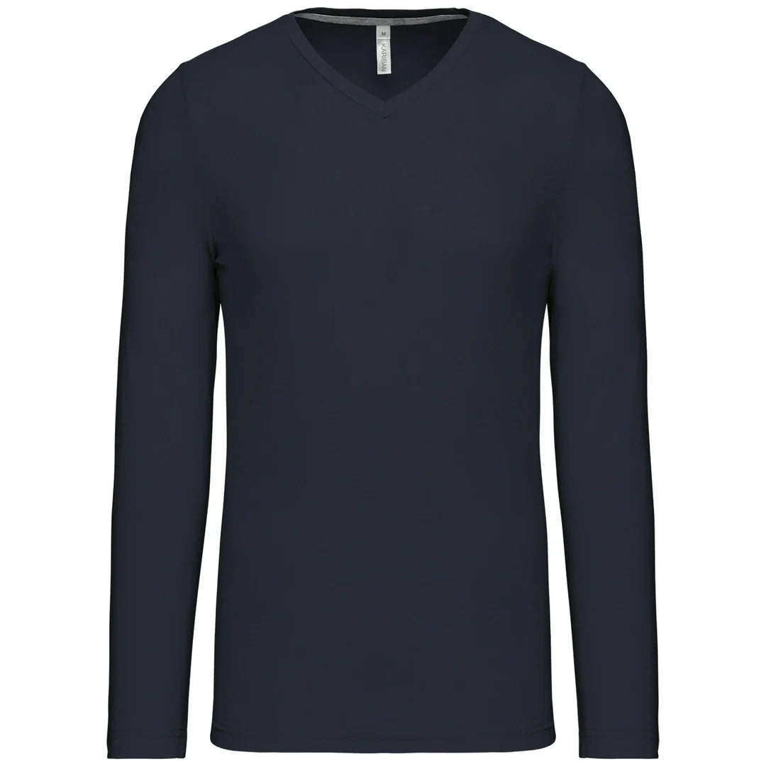 Kariban Men's long-sleeved V-neck T-shirt KB358 - COOZO