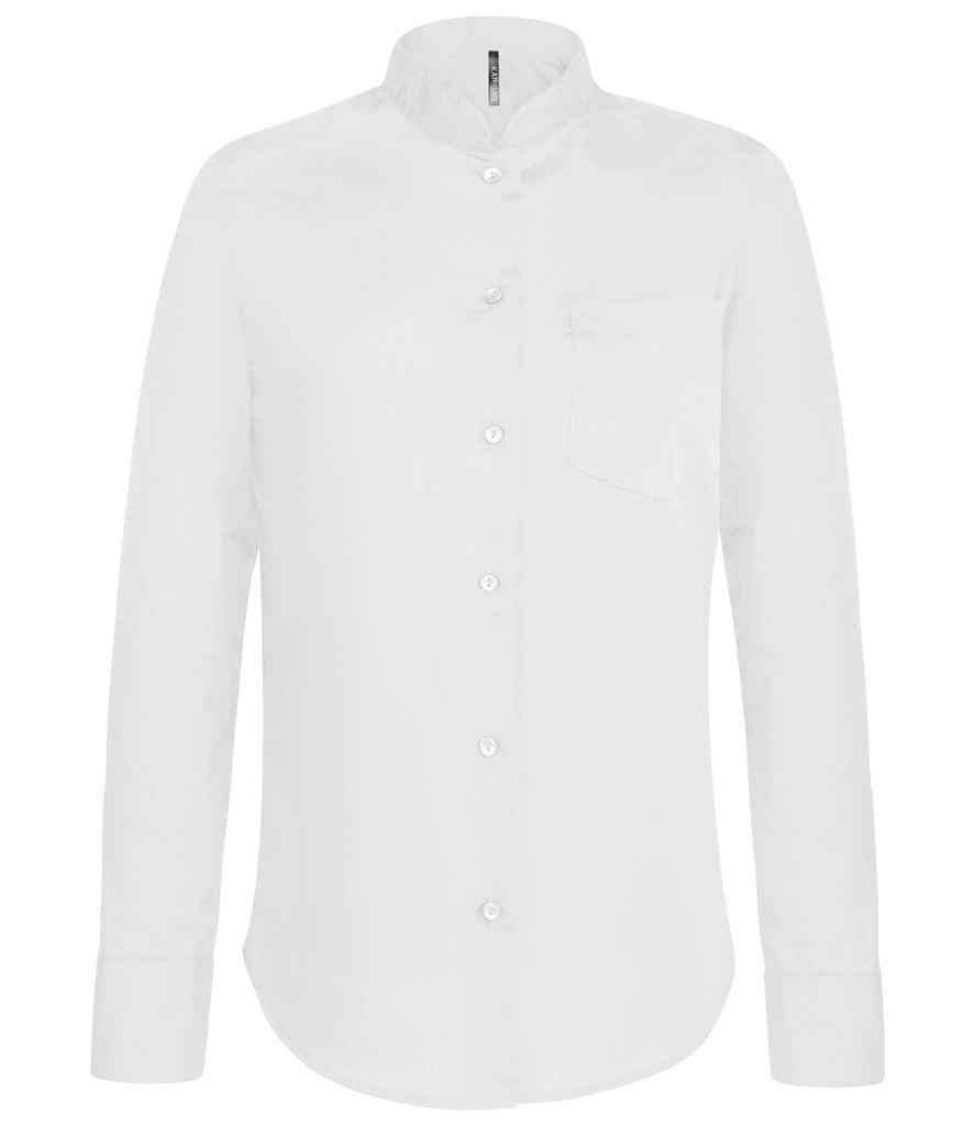 Kariban KB514 Ladies Long Sleeve Mandarin Collar Shirt Left chest pocket Self colour buttons - COOZO
