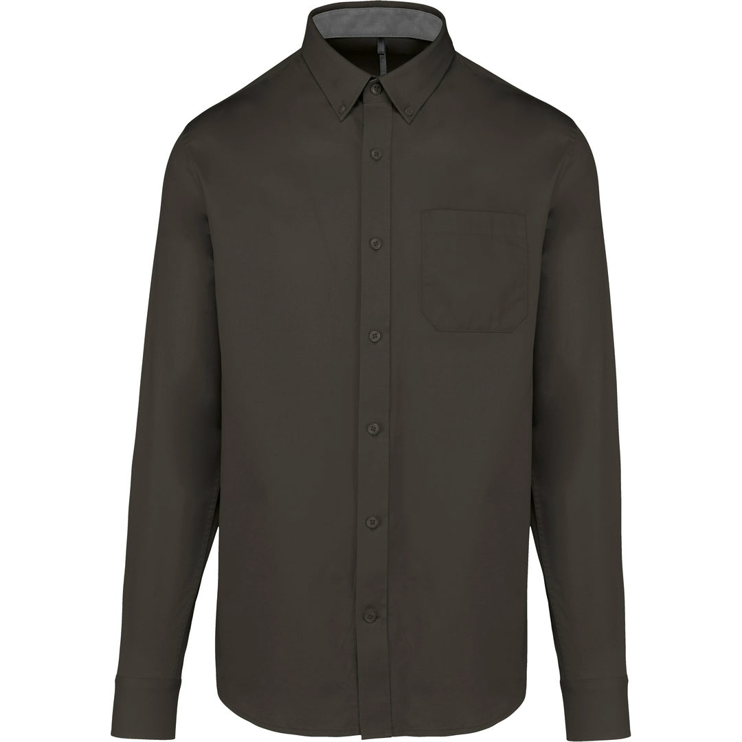 Kariban KB586 Men's Nevada long sleeve cotton shirt Button-down collar Matching buttons - COOZO