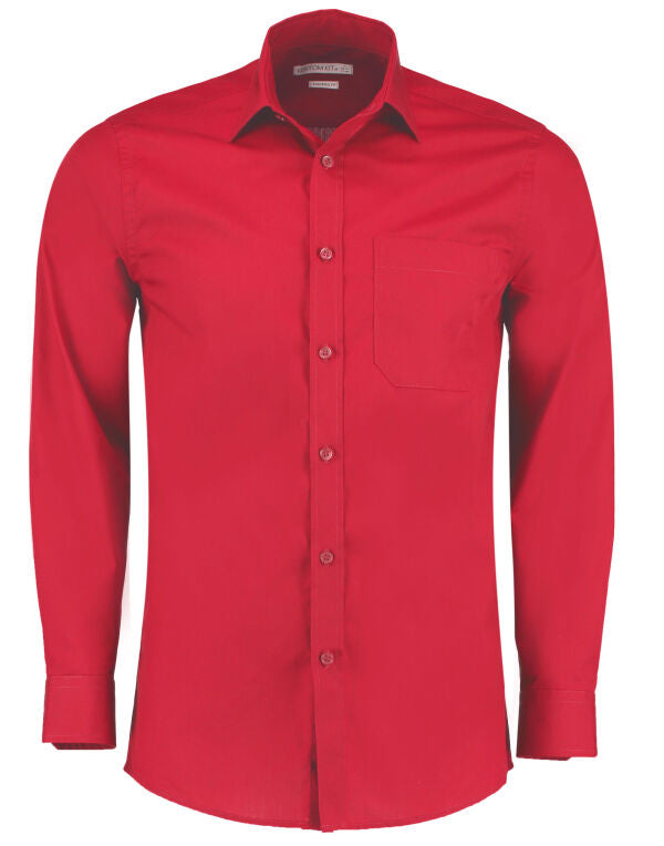 Kustom Kit Tailored Fit Long Sleeve Poplin Shirt Main color KK142 - COOZO