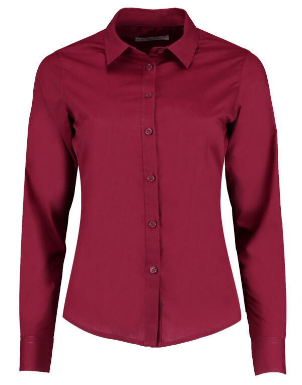 Kustom Kit KK242 Women's Tailored Long Sleeve Poplin Shirt Fused soft stand up collar - COOZO