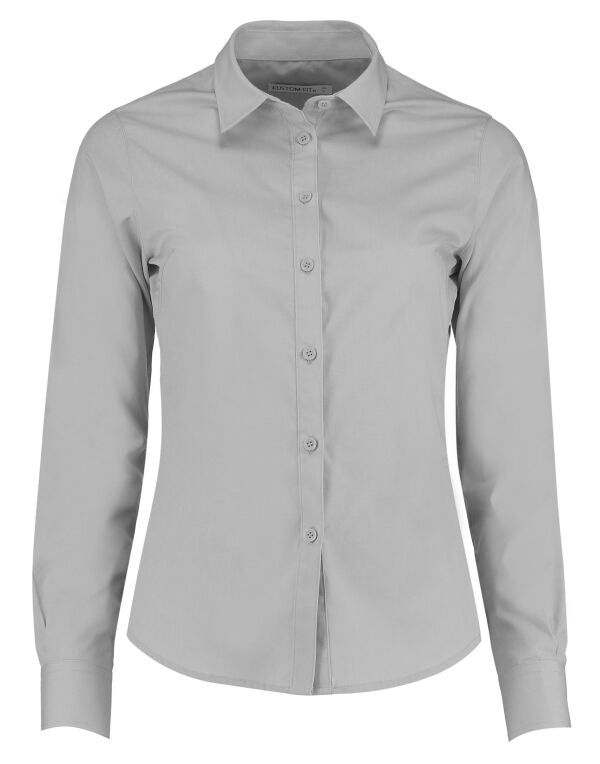 Kustom Kit KK242 Women's Tailored Long Sleeve Poplin Shirt Fused soft stand up collar - COOZO