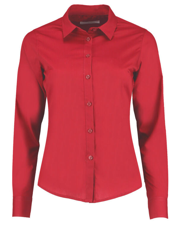 Kustom Kit KK242 Women's Tailored Long Sleeve Poplin Shirt Fused soft stand up collar - COOZO