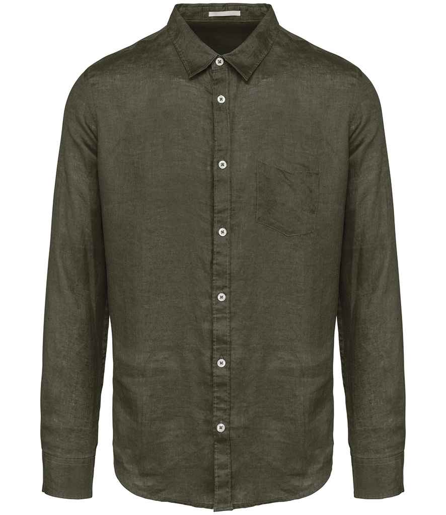 Native Spirit NS504 Long Sleeve Linen Shirt 100% linen Faded style - COOZO