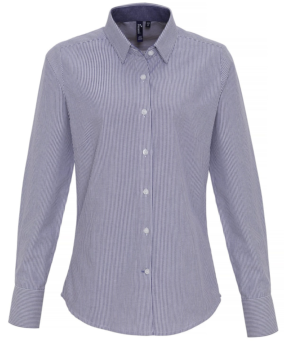 Premier PR338 Ladies Long Sleeve Striped Oxford Shirt - COOZO