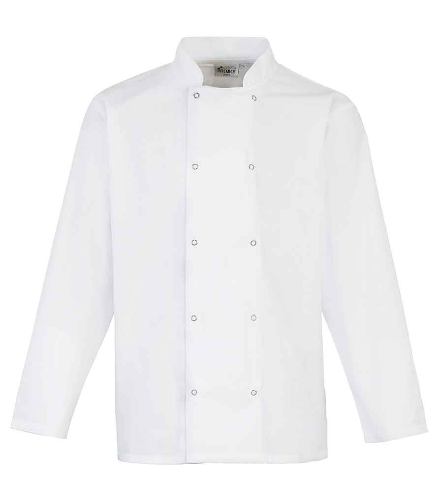 Premier PR665 Unisex Long Sleeve Stud Front Chef's Jacket - COOZO