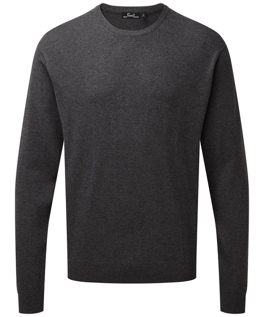 Premier PR692 Mens Crew Neck Cotton-rich Knitted Sweater Jumpers - COOZO