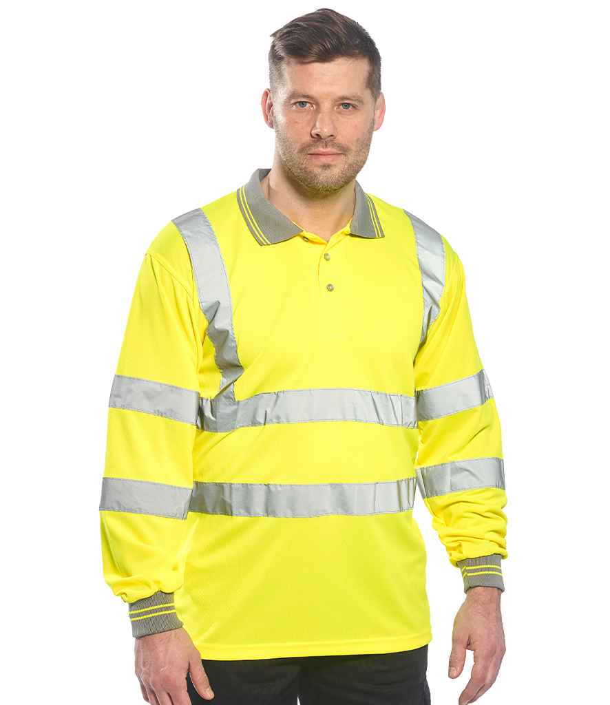 Portwest PW059 Hi-Vis Long Sleeve Polo Shirt - COOZO