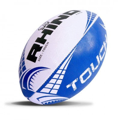 RHINO RHIN008 TOUCH RUGBY BALL WHITE/BLUE SIZE 4 - COOZO